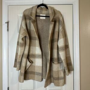 Thread and Supply Oversized Plaid Cardigan Checkered Open Ended w/Pockets